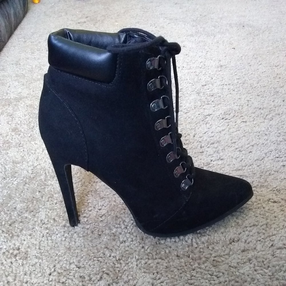 F21 Lace Up High Heel Boots